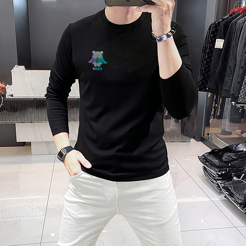 Langärmliges Herren-T-Shirt mit Rundhalsausschnitt, modisches Basishemd für Herren-Herbstkleidung, bequem und atmungsaktiv, neu und heiß_voghion.com