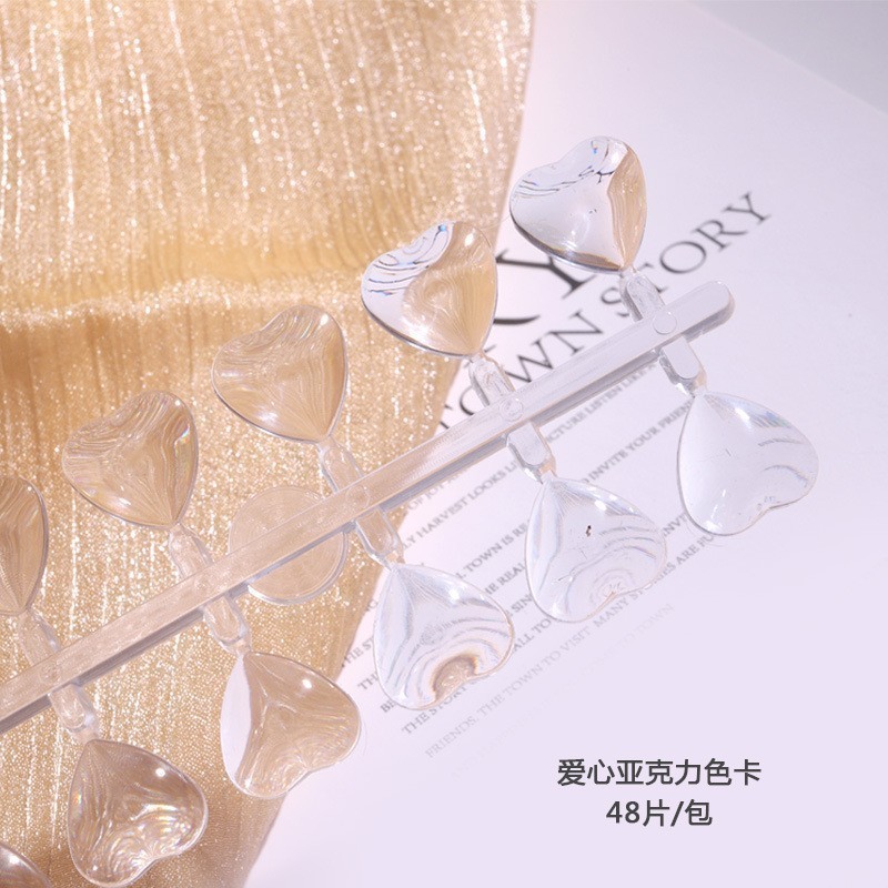 Herramientas de uñas transfronterizas 50 piezas de esmalte de uñas muestra de pegamento de esmalte de uñas, tarjeta de color trapezoidal puntiaguda de cabeza plana, pieza de práctica de uñas