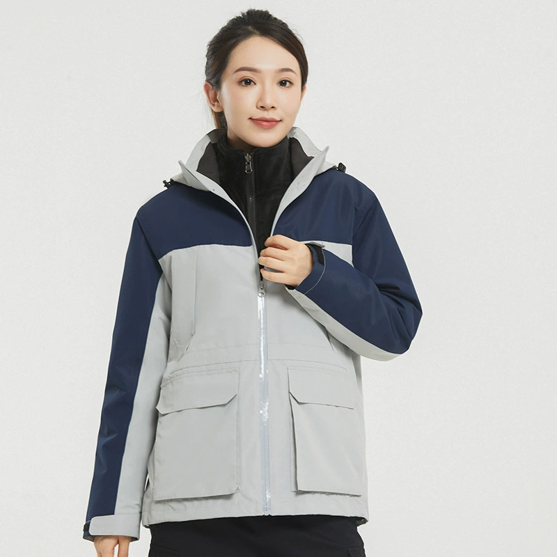 Windproof waterproof jacket, velvet removable liner, set for work, ski ski suit, increased thickness