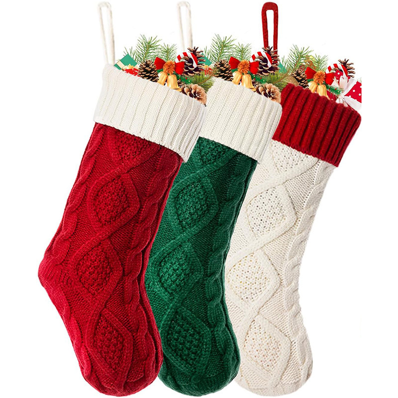 欧米の国境を越えたクリスマスニット装飾ギフトソックスdiy大毛糸祝日キャンディープレゼント袋はカスタマイズ可能です|undefined
