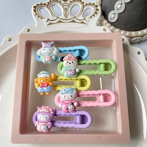 New Korean-style seamless alloy duckbill clip children's hair clip gift box cartoon U-shaped clip non-damaging hair accessories set