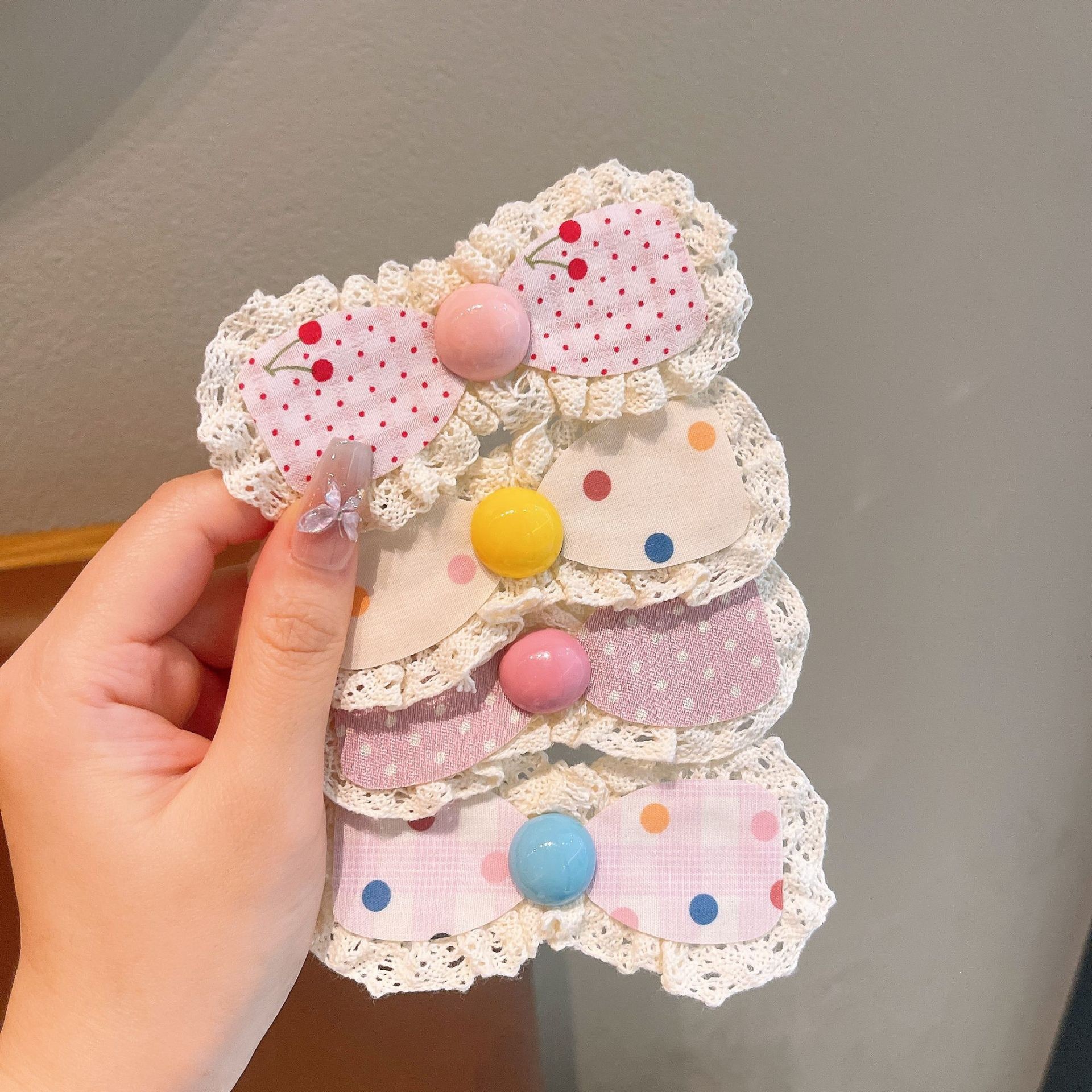 Girls' Bangs Organizer Headband Baby Bow Lace Hair Accessory Children's Short Magic Tape Hair Patch