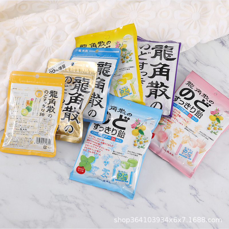 スポット 日本製 龍角散袋 冷却のど飴 ミント味 龍角散 フルーツキャンディ ハードキャンディ 80g|undefined