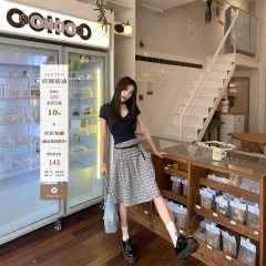 Joeyoo李乔优 西西弗斯 格子半身裙女夏季新款可两穿中长款吊带裙