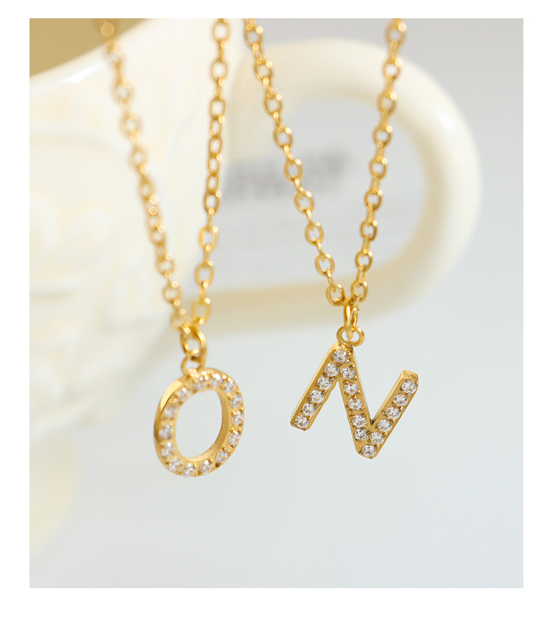 1 Piece Simple Style Letter Titanium Steel Plating Hollow Out Inlay Zircon Pendant Necklace_colorza_4