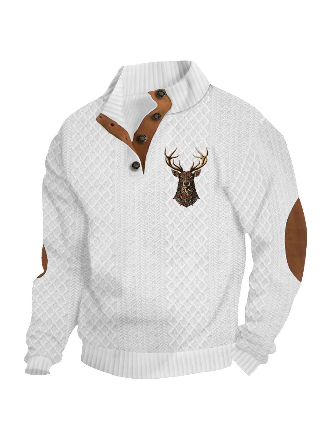 Transfronterizos Amazon otoño invierno caliente tamaño europeo para hombres al aire libre imitación de cuello de manga larga impresa hoodie de tres botones