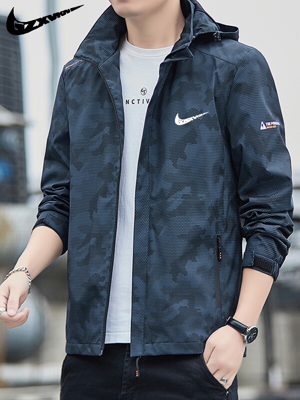 Brand-name trendy autumn/winter new men's detachable hooded windbreaker, waterproof, casual, versatile autumn jacket