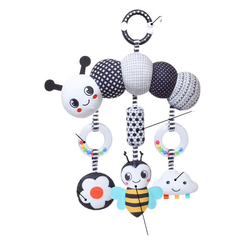 Aipinqi new 0-3 years old baby car hanging black and white animal wind chimes baby car hanging plush toys spot wholesale