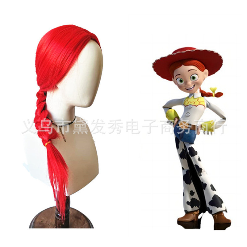Toy Story 4 Jessie Anime Wig COS Red Braid Wig Red Wig Anime