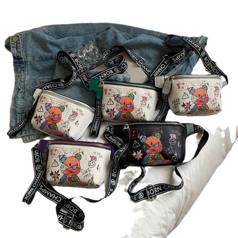 Small bag, fashionable cute shoulder bag, chest bag, painted belt bag, backpack, city style