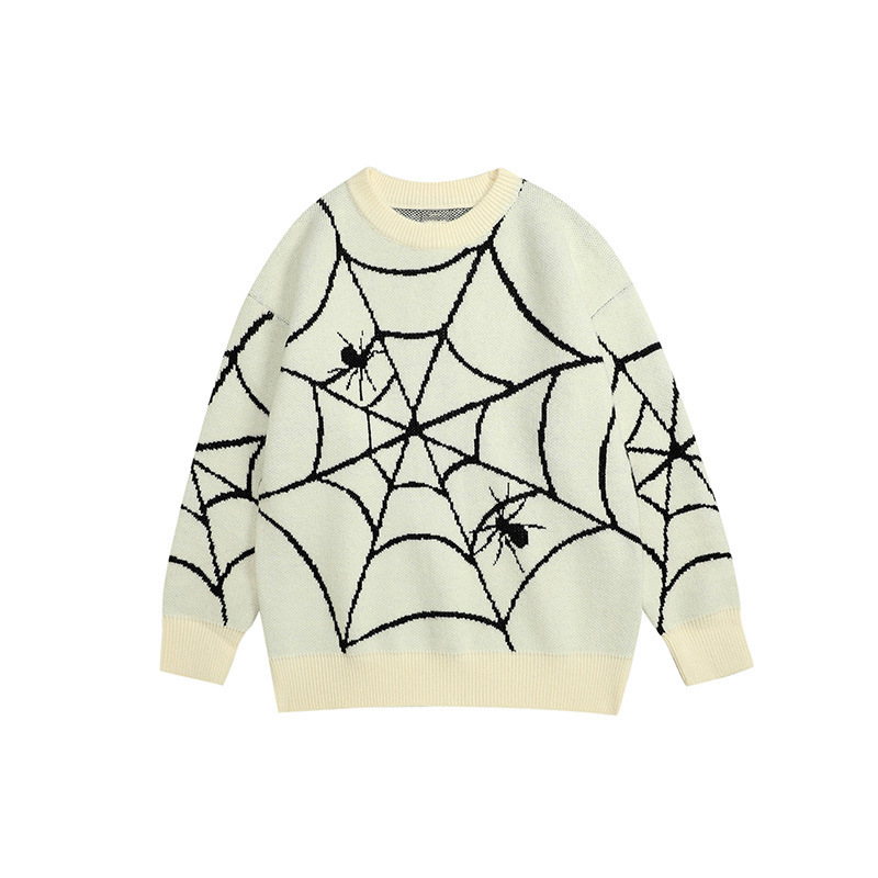 Herrenbekleidung Spinnendesign Rundhals Street Cool Pullover Trendy Gleicher lockerer Harajuku Pullover_voghion.com