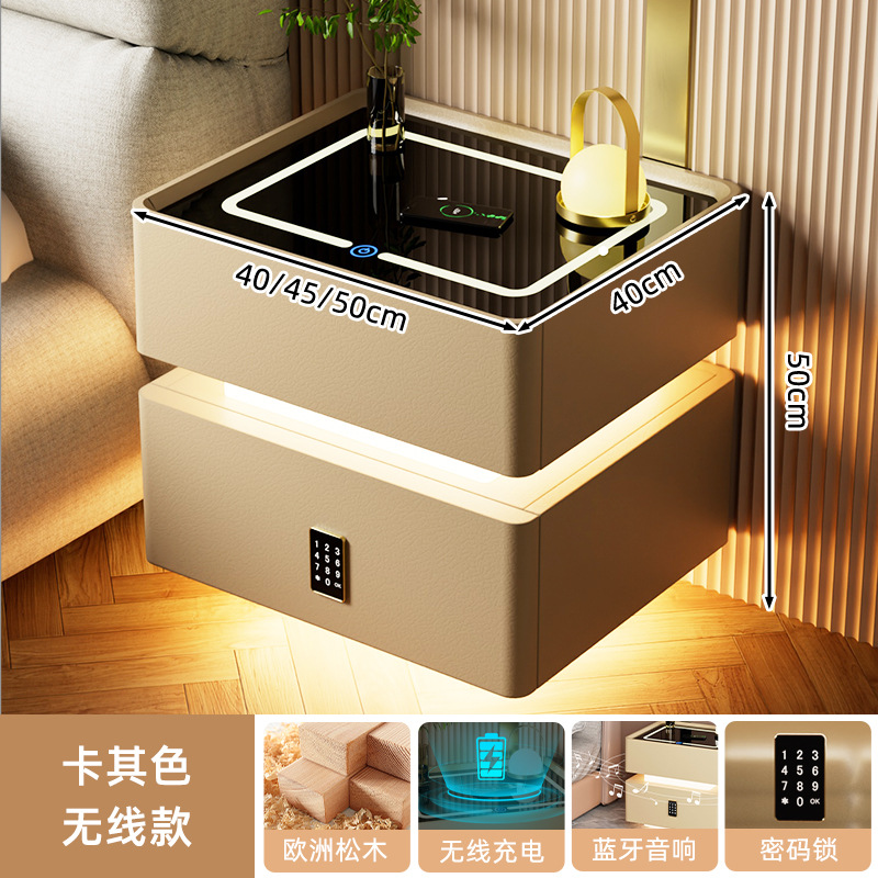 Mesa de cabezal inteligente con lámpara 2024 nuevo dormitorio de madera sólida lujoso y de alta calidad simple y moderno gabinete de almacenamiento junto a la cama