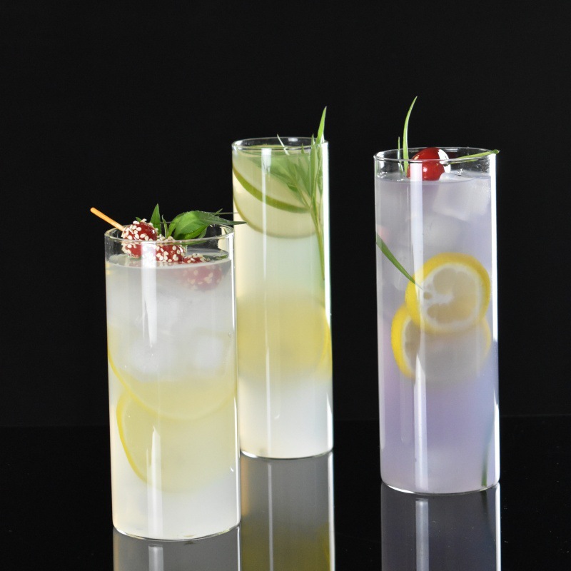 Taza de té helado japonés de estilo largo taza de cóctel de mezcla larga taza de cristal Colin taza de bebida larga taza de tonic