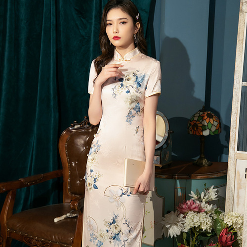 Bamboo flowers luo luo cheongsam Chinese Dresses Qipao for women  product improvement of cultivate one morality daily Chinese dress girl dresses