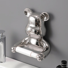 Creative Bear Hole-Free Toilet Paper Holder Wholesale Bathroom Decor Tissue Box Wall-Mounted Bathroom Bathroom Storage Organizer