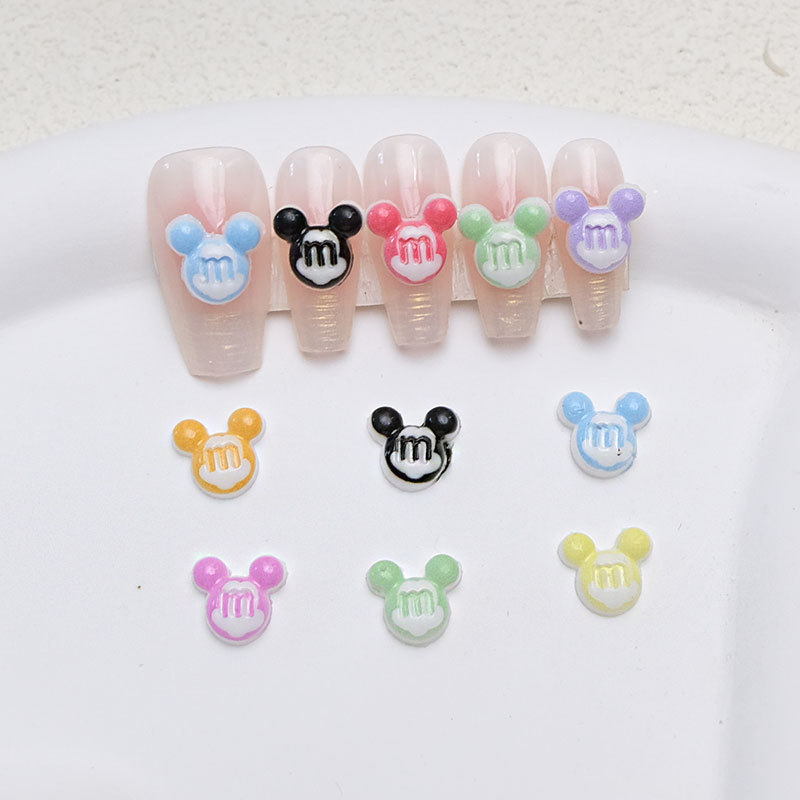 Cartoon Mickey Head Nail Art Jewelry Resin Accessories Handmade DIY Earrings Accessories Wearable Nail Handmade Material Package Batch