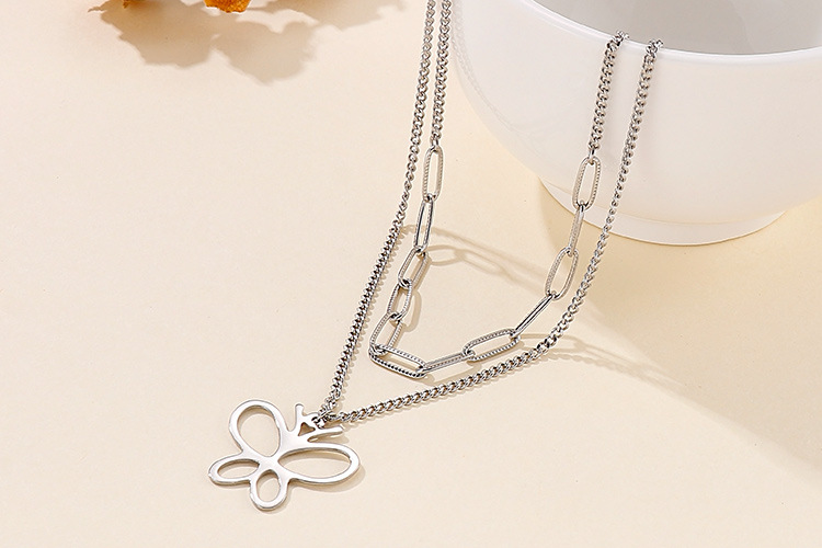 Butterfly Pattern Women'S Gender PVD Coated 18K Gold Plated Bow Knot Titanium Steel Fashion Waterproof Non Tarnish 304 Stainless Steel Necklace