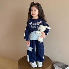 儿童套装2025秋季新款女童休闲工装裤子中大削童可爱风洋气假两件