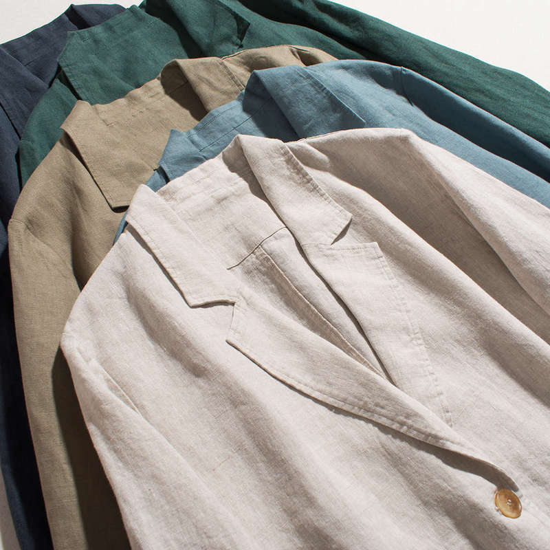 Foreign trade Daily single cut label customer supply pure linen casual artistic loose temperament long sleeve small suit top coat for women Foreign trade Daily single cut label customer supply pure linen casual artistic loose temperament long sleeve small suit top coat for women