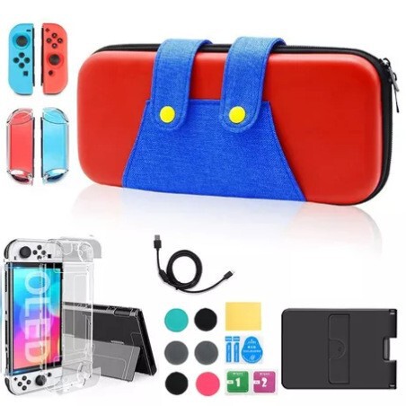 Suitable for Nintendo Oled Cosmetics Bag Switch Oled Protective Shell Combination Set 12-in-1 Strap Bag