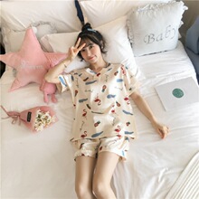 韩版冰丝宽松夏睡衣女XXXXXL加肥加大吗2022夏季短袖家居服可外穿