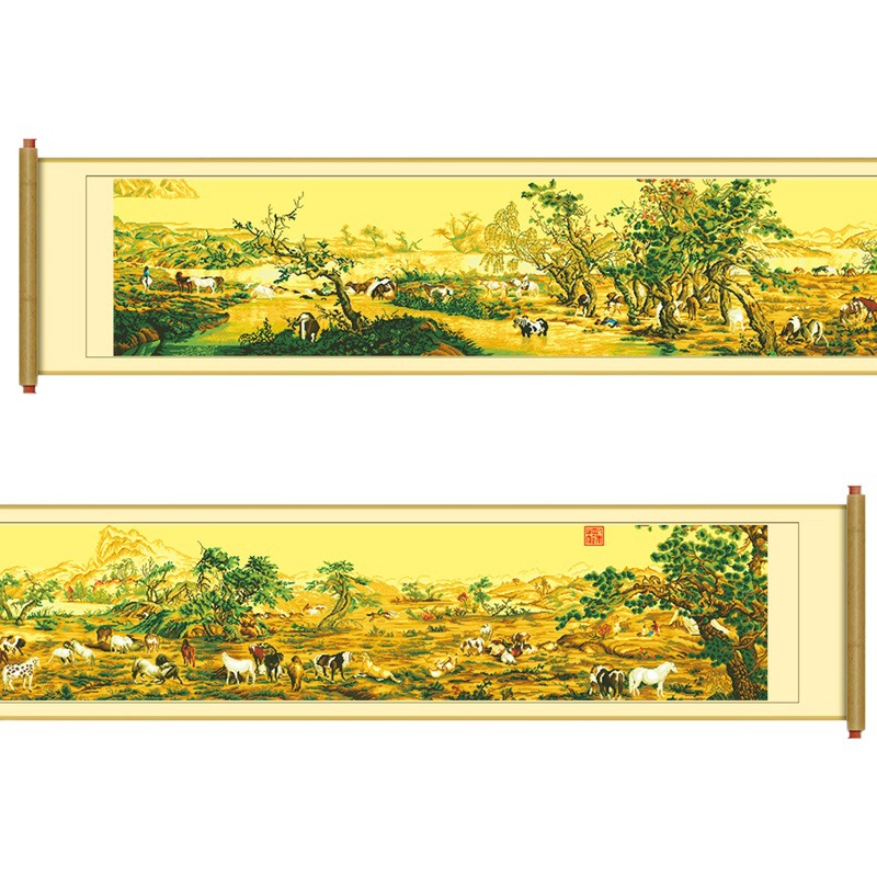 [Tela de seda antigua] Mona Lisa Royal punto cruz cien juntu rollo completo nuevo chino Bordado de hilo hecho a mano pintura decorativa image 1