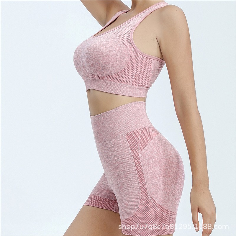 Comercio exterior transfronterizo chaleco deportivo de acondicionamiento de mujer cintura alta caderas belleza mel桃 hips yoga set deportivo