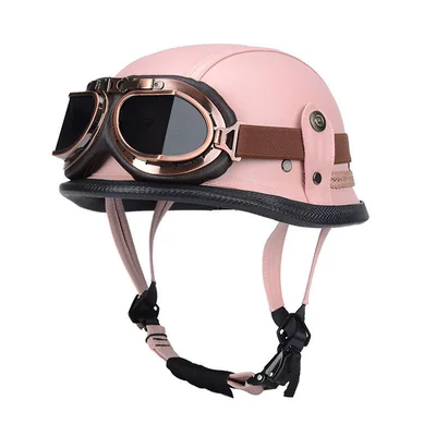 Steel Helmet Soldier Helmet Motosiklet kaskı (dəbilqə) - pink-with-copper-mirror-m
