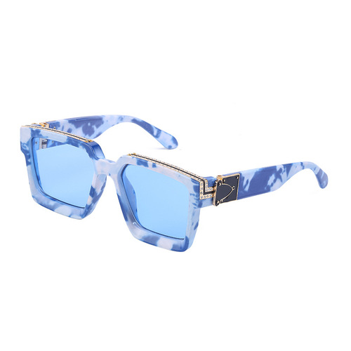  new diamond-encrusted large square frame sunglasses for women, European and American Internet celebrity millionaires, same style sunglasses for men, trendy shades