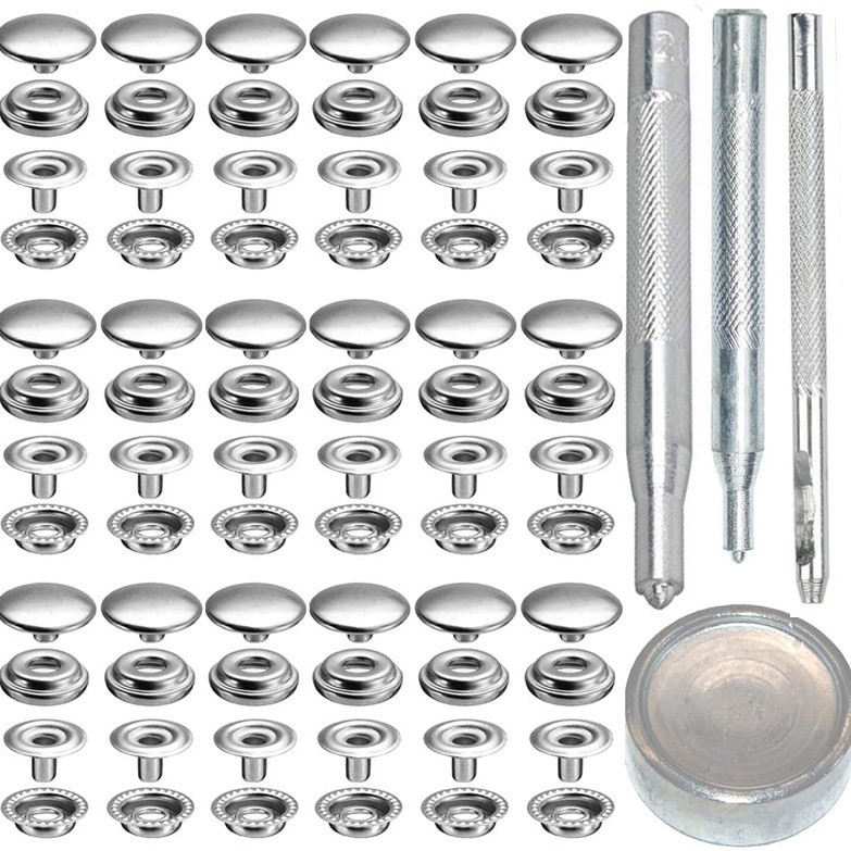 72 unidades 15mm de acero inoxidable gran hebilla blanca + 4 unidades herramientas de la nave a presión de metal botón a presión de suministro transfronterizo