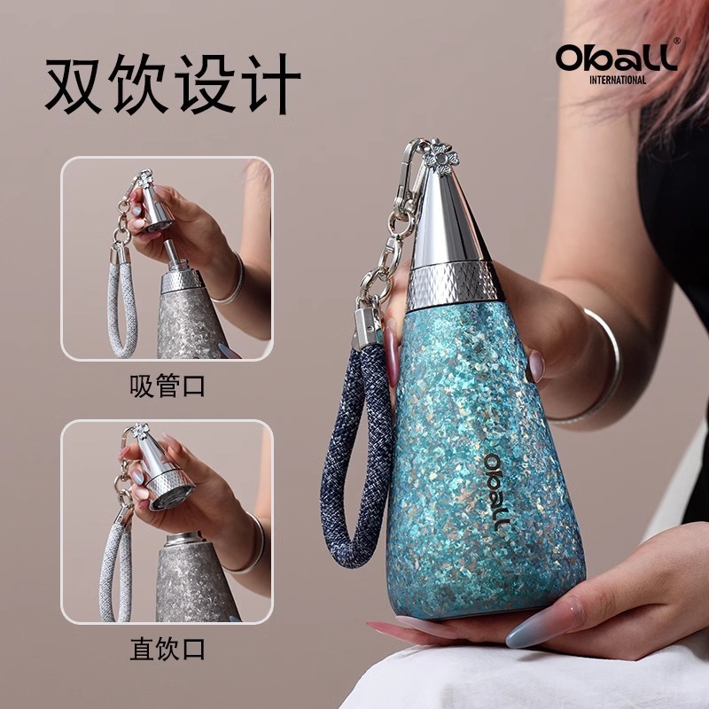oball纯钛女神保温杯女生高颜值吸管水杯2025新款生日礼物钛杯子|undefined