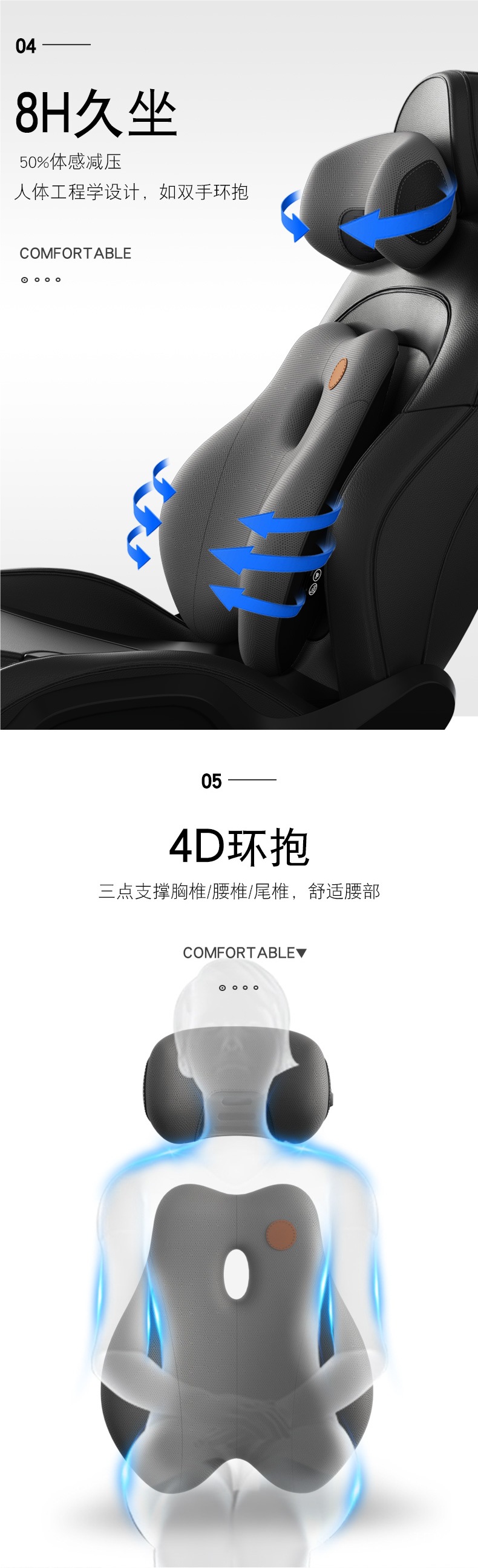 Car Lumbar Support Cushion for Massage and Backrest, Car Seat Backrest Lumbar Pad, Driving Lumbar Support, Waist Support, Weihui
