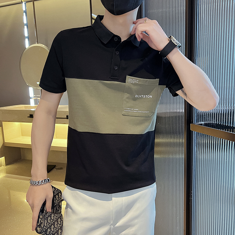 メンズ半袖 Tシャツ 2025 新しい夏のアイスシルクハイエンドハンサムな夏服メンズポロシャツトップ|undefined