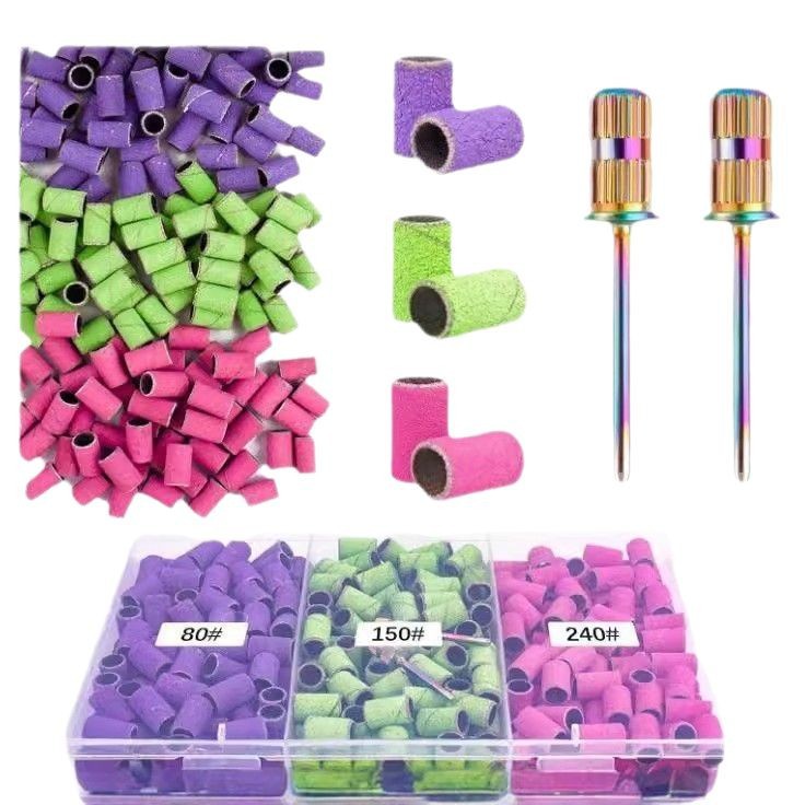 Transfronterizo nuevo clavo cabeza de molienda anillo de arena máquina de pulir eléctrica clavo anillo de molienda negro y blanco multi-color caja de montaje cojinete