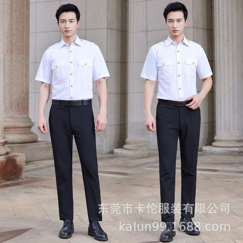New Railway Shirt White Uniform Wearing Railway Work Clothes Men's and Women's Long Short-sleeved Crew Tooling Shirt New Railway Shirt White Uniform Wearing Railway Work Clothes Men's and Women's Long Short-sleeved Crew Tooling Shirt