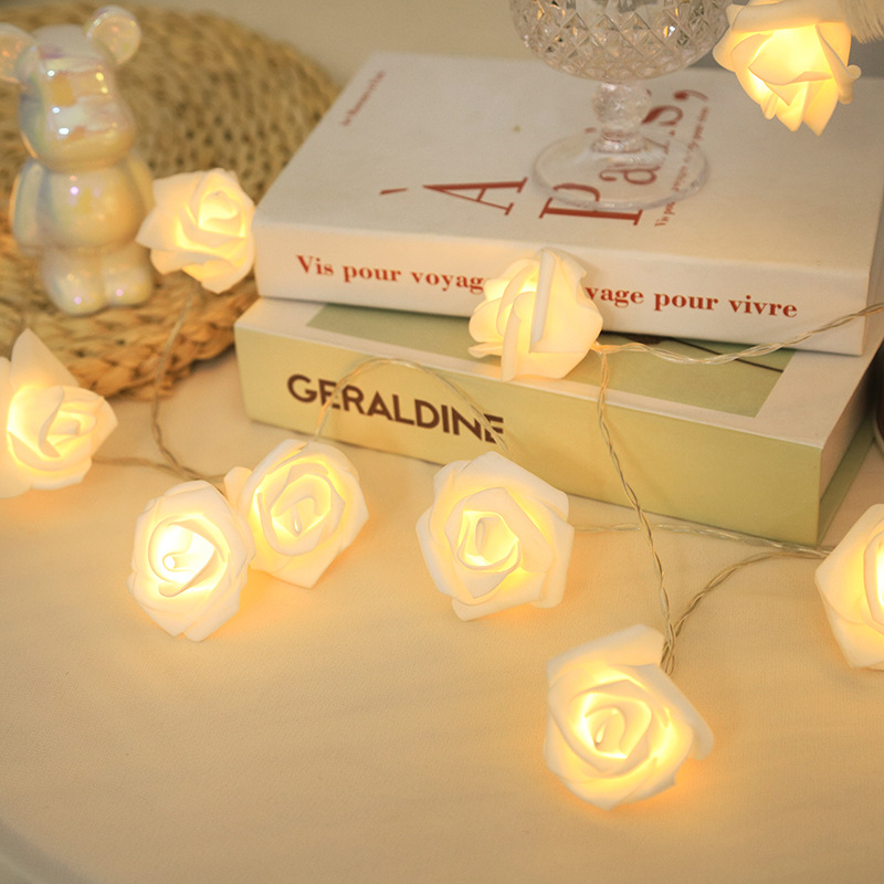 LED simulación rosa cadena de luz Día de San Valentín cumpleaños diseño batería caja flor luz cadena tronco decoración luces de colores