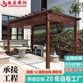 防腐木葡萄架户外庭院亭子长廊花架景观廊架别墅庭院铝合金葡萄架