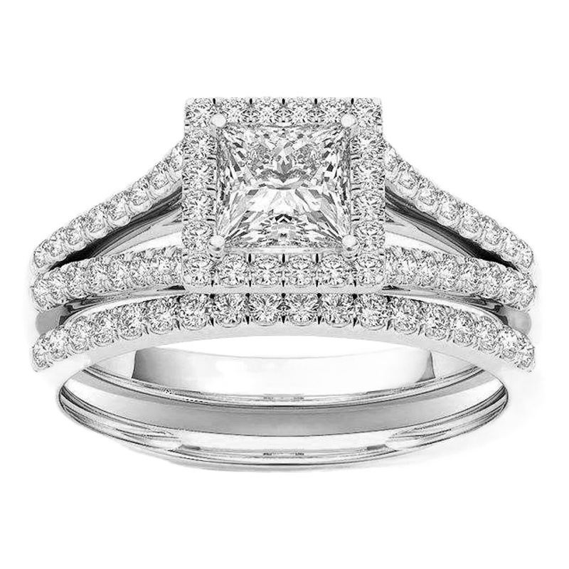 Sanjie transfronteriza Venta caliente diamante cuadrado anillo de oro chapado en oro con incrustaciones anillo de circón joyería de las mujeres europeas y americanas