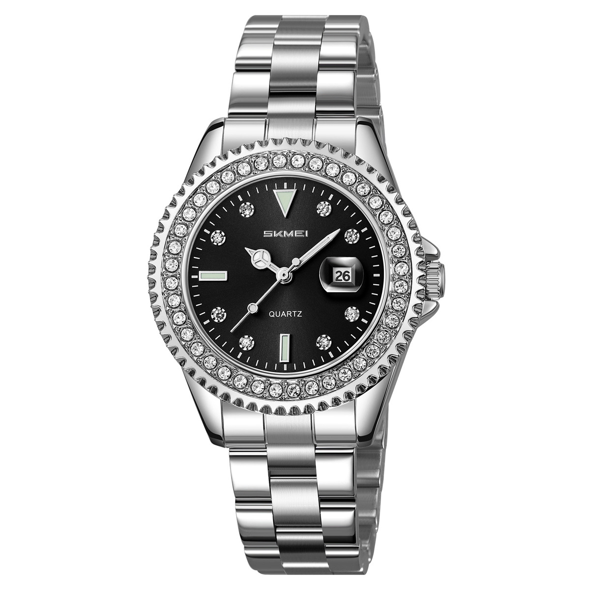 Momento de belleza ligera de lujo damas reloj de cuarzo 30 metros calendario impermeable relojes de moda fabricantes al por mayor transfronterizos