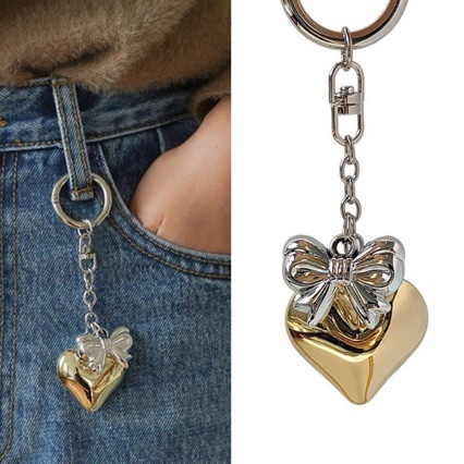 1 Piece Quantity Daily, Street Occasion 1 Piece Simple Style Heart Shape Bow Knot Alloy Bag Pendant Keychain