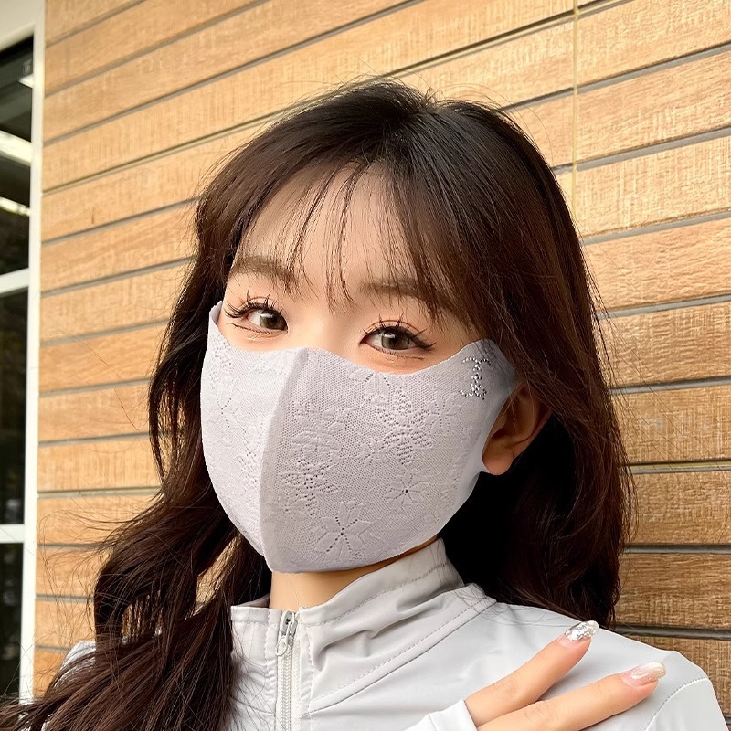 Máscara de protección solar de encaje, protección para los ojos, temperamento elegante, alta apariencia, hilo de malla transpirable antibacteriano antibacteriano de verano