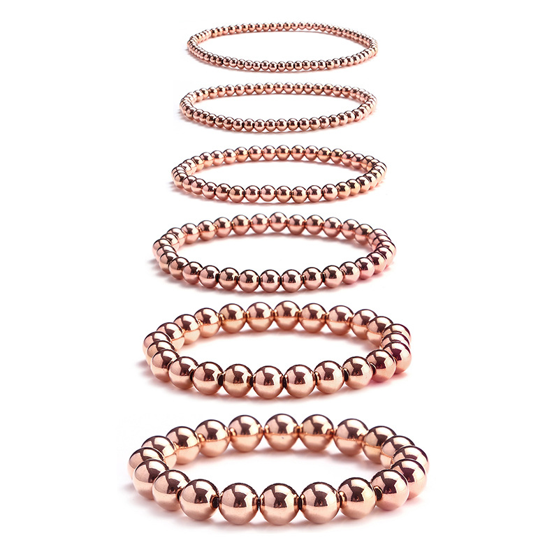 15g Weight Rose Gold Plated Plating Material Bracelets Classification 304 Stainless Steel Chain Material 1 Piece Quantity Holiday, Daily Occasion 304 Stainless Steel Material Solid Color Pattern Women's Gender Beaded Design Casual, Simple Style Style Casual Simple Style Solid Color 304 Stainless Steel Rose Gold Plated Bracelets In Bulk 9