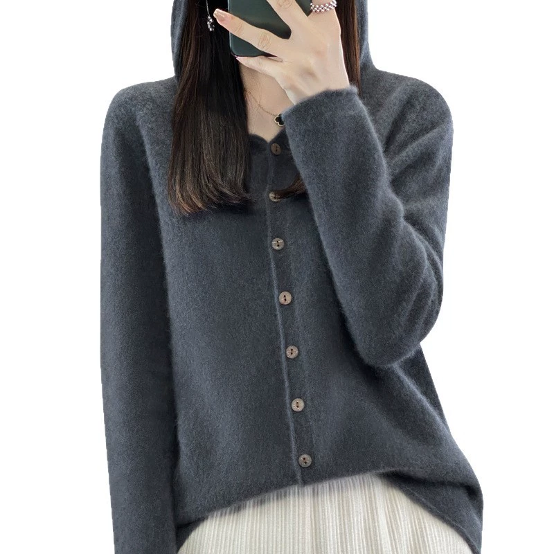 In Woolen sweater, knitted hoody, loose fit