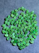 天然俄料和田碧玉4*6mm圆形戒面裸石冰透色彩绿高品质碧玉戒面