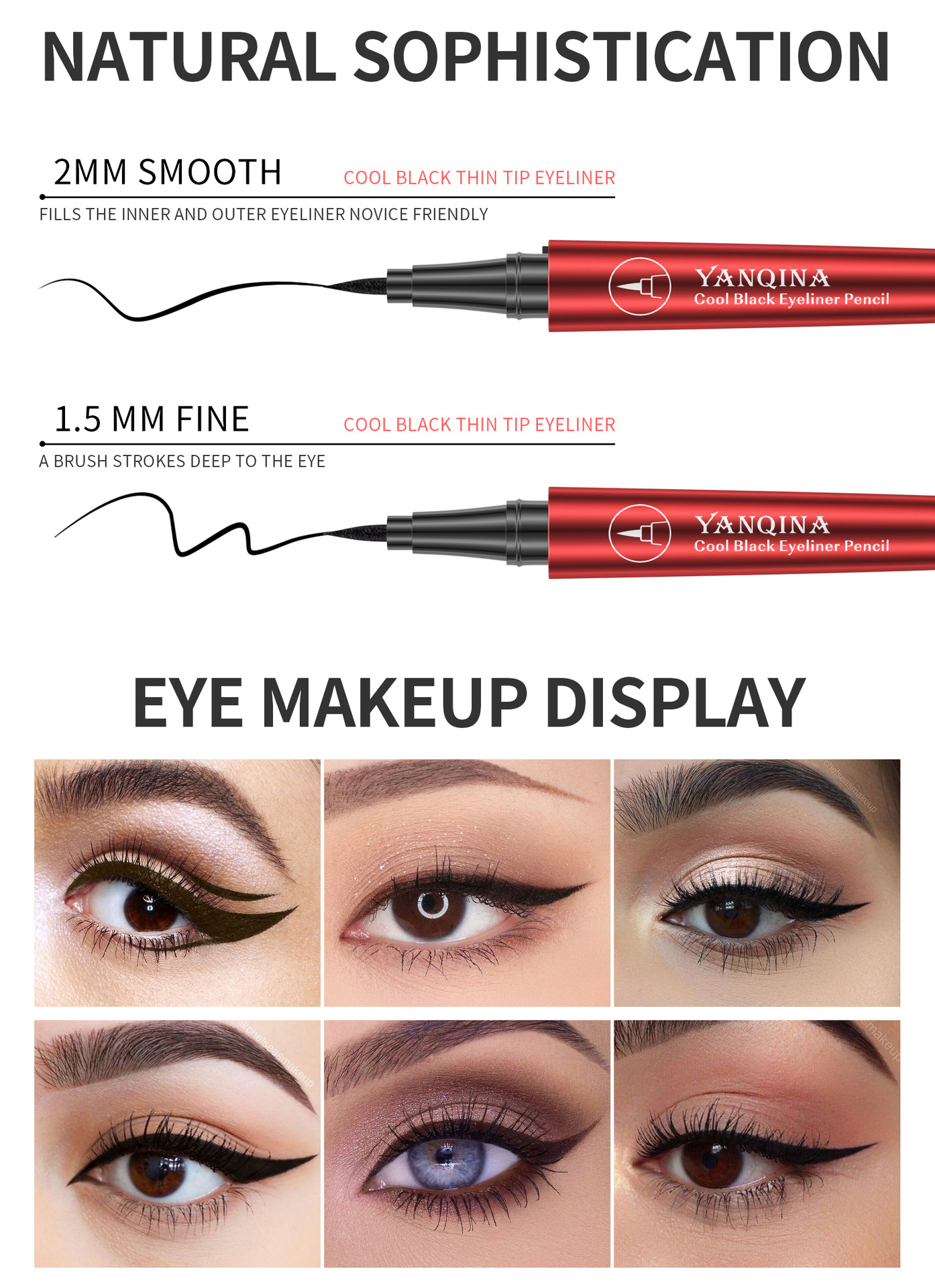 YANQINA 24H Quick-drying waterproof Eyeliner Pen, Eyeliner Ultra-fine liquid eyeliner pen, Cross-border makeup undefined