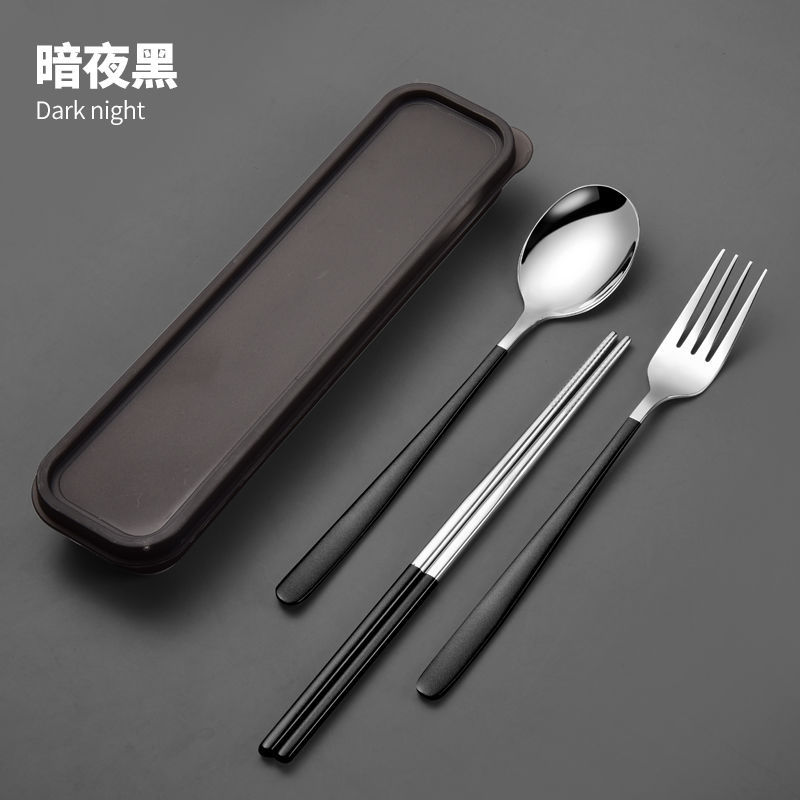 콰이어트 블랙 [젓가락+숟가락+포크+박스] - A타입, 프리핸드타월 기본