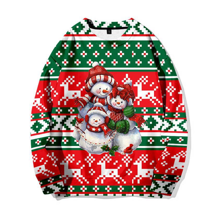 New 3d Printed Little Deer Sweater Loose Pullover Sweatshirt Christmas_voghion.com