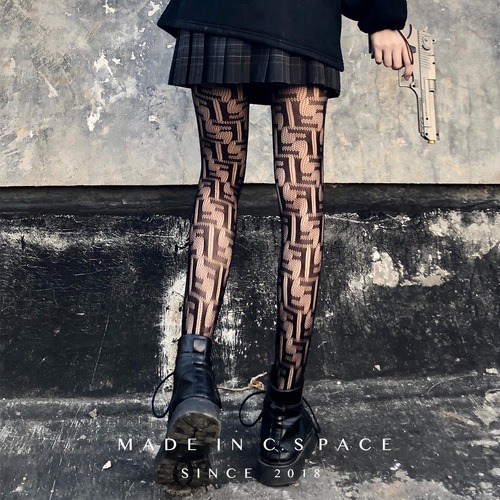 Paris fishnet stockings, Internet celebrity with correct letters, sexy and trendy B letter pantyhose, knitted thin F letter fishnet stockings