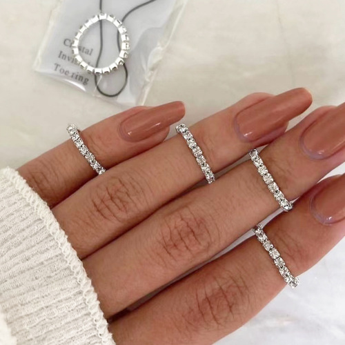 Korean Bestselling Water Diamond Elastic Finger Ring Personality and Quality Diamond-Set Ring Cross-Border Internet Celebrity Index Finger Ring Factory Wholesale