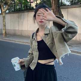 甜酷小个子学生牛仔外套女秋款外穿设计感小众短款夹克开衫上衣潮
